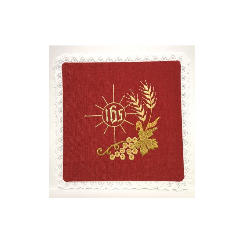 Chalice red pall - IHS Embroidery (1) - Best Catholic Shop