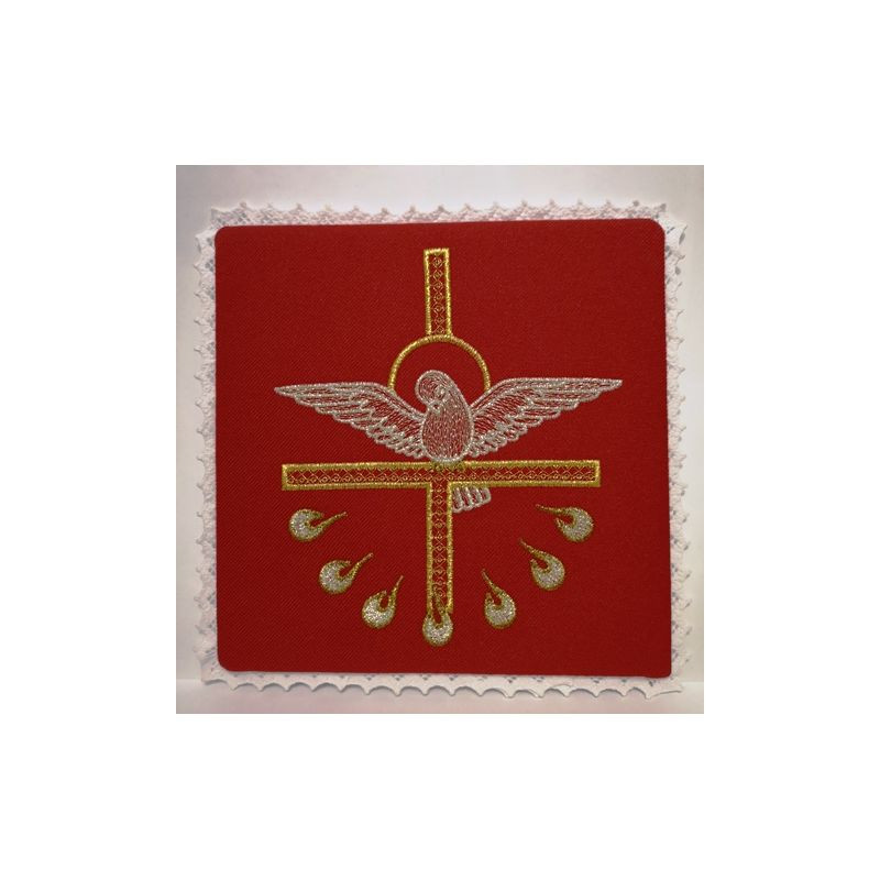 Chalice red pall - Holy Spirit Embroidery (2) - Best Catholic Shop