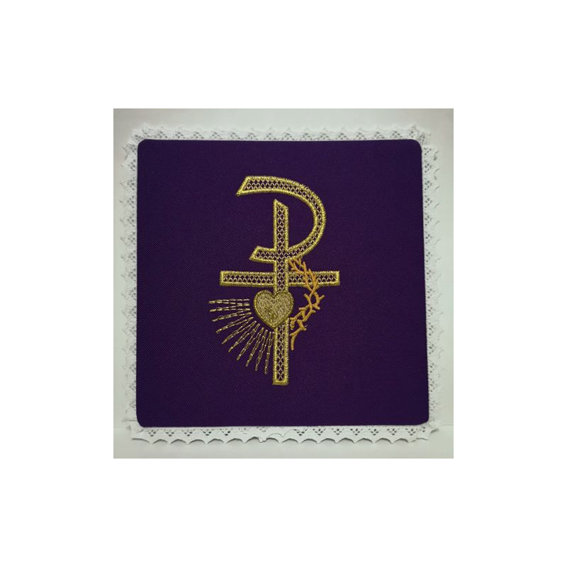 Chalice violet pall - P + Sacred Heart  With Crown of Thorns (2) - Best Catholic Shop