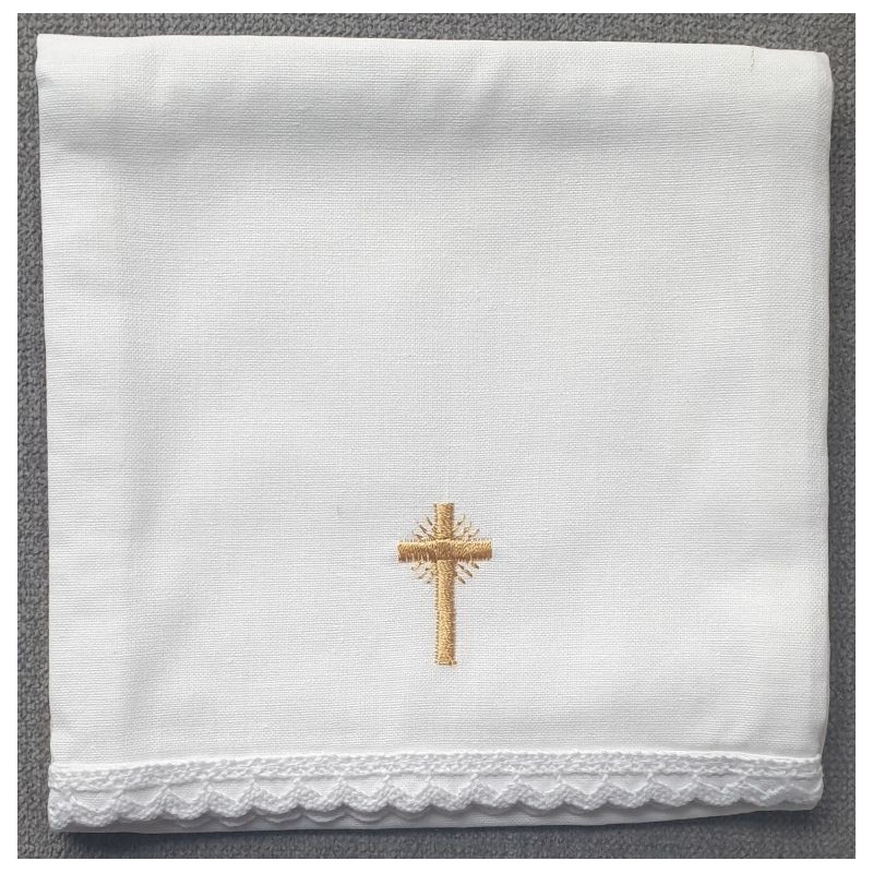 Corporal - embroidered gold cross - 100% cotton - Best Catholic Shop