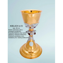 Gilded brass chalice with silver elements - 26 cm (75)
