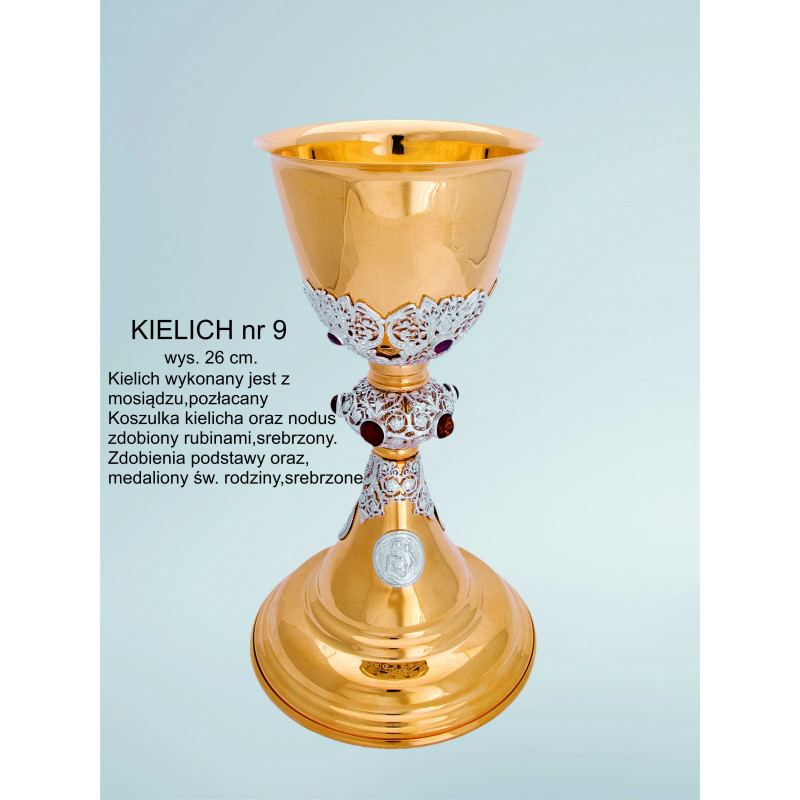 Gilded brass chalice with silver elements - 26 cm (75) - Best Catholic Shop