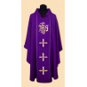 IHS embroidered chasuble + Cross - liturgical colors - Image 3