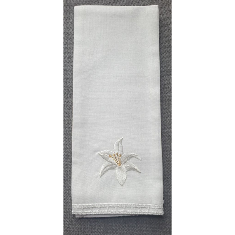 Purificator embroidered lily - 100% cotton - Best Catholic Shop