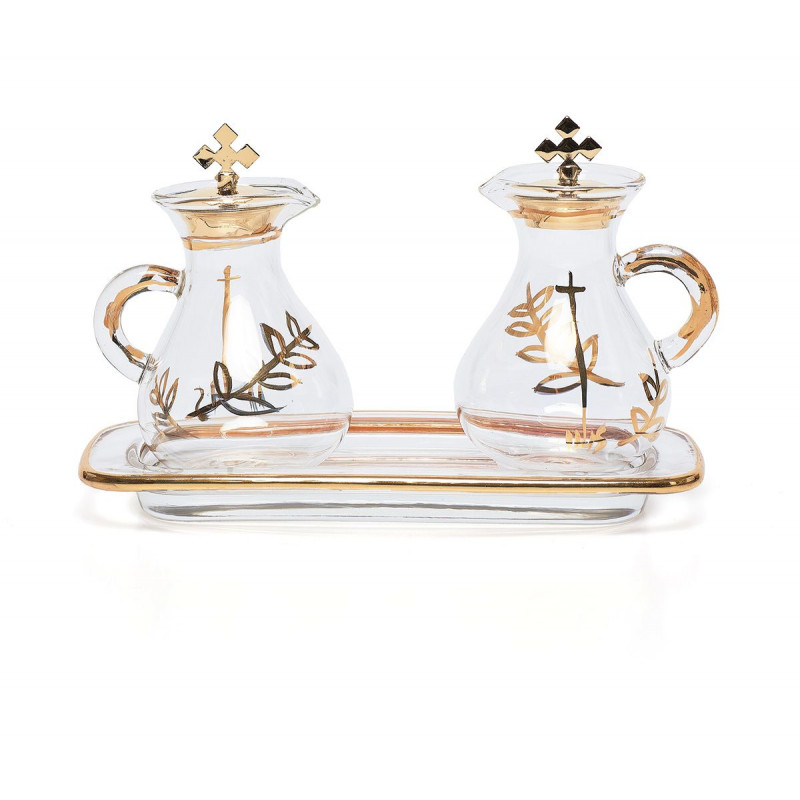 Glass cruets + tray (4) - Best Catholic Shop