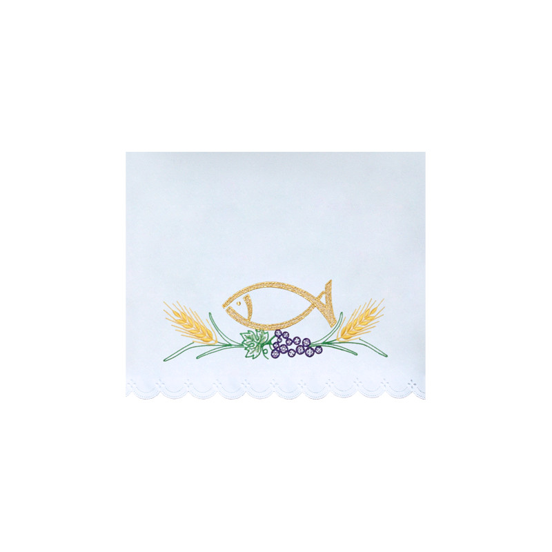 Altar Tablecloth embroidered fish (8) - Best Catholic Shop