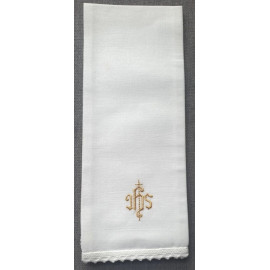 Purificator embroidered gold ihs - gothic pattern - 100% cotton