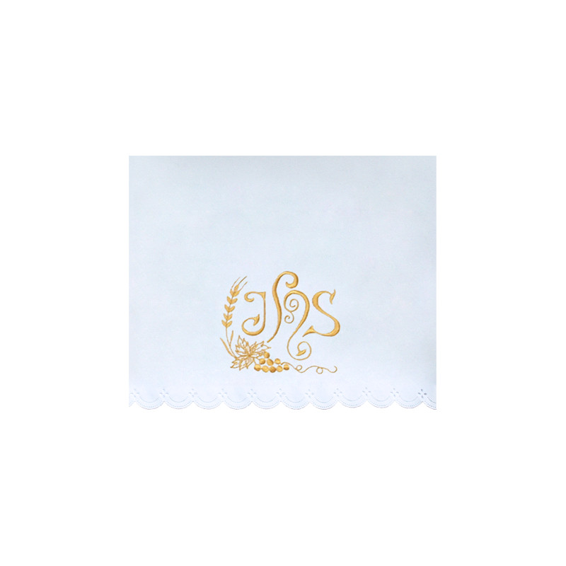 Altar Tablecloth IHS, grapes, ears of grain - golden embroidery (26) - Best Catholic Shop