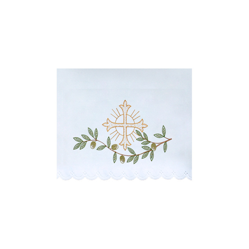 Altar Tablecloth embroidered cross and twig (9) - Best Catholic Shop