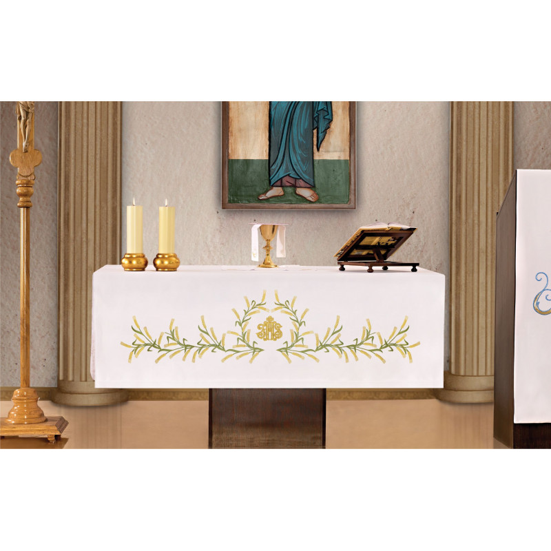 Altar tablecloth - embroidered IHS symbol - Best Catholic Shop