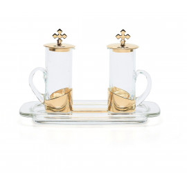Glass cruet + tray (3)