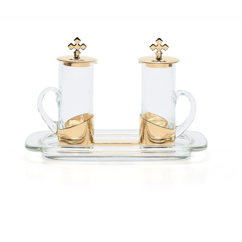 Glass cruet + tray (3) - Best Catholic Shop