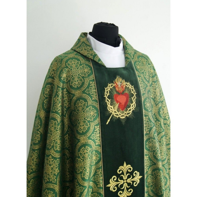 Gothic chasuble embroidered heart, velvet belt - Best Catholic Shop