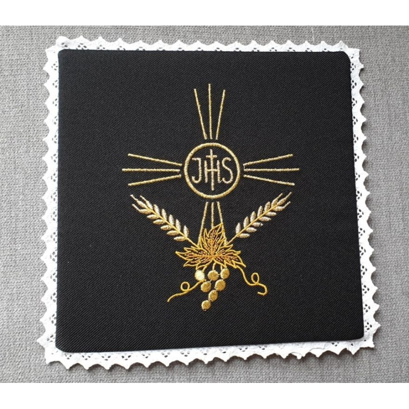 Black embroidered pall IHS+ Ears - Best Catholic Shop