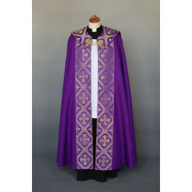 Violet embroidered damask cope (60)