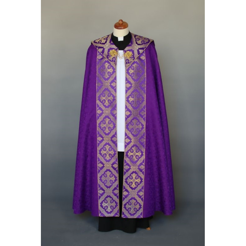Violet embroidered damask cope (60) - Best Catholic Shop