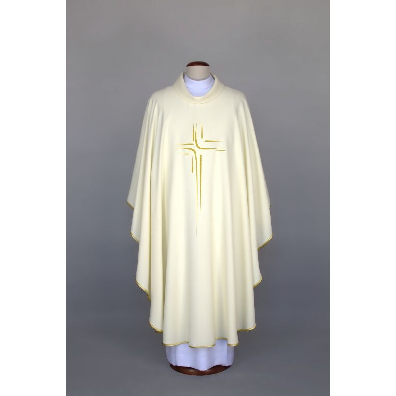 Embroidered ecru chasuble - cross (A5) - Best Catholic Shop