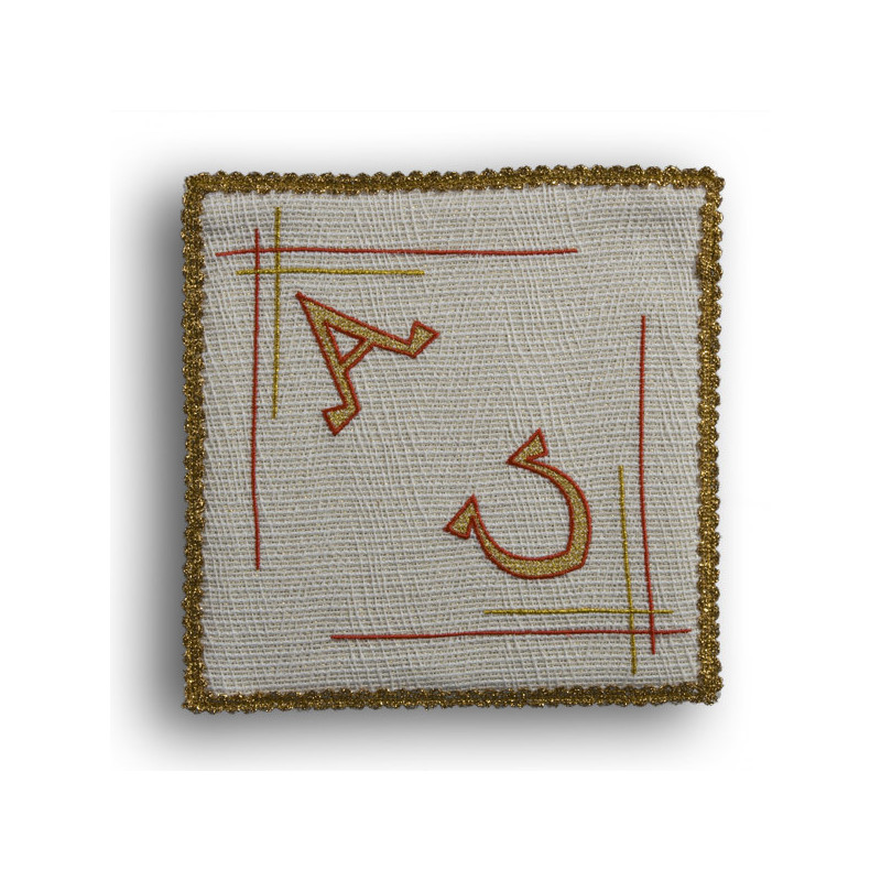 Chalice pall ecru - Alpha and Omega  (17) - Best Catholic Shop
