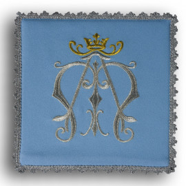 Chalice pall blue with marian symbol (19)