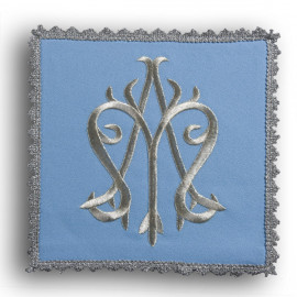 Chalice pall blue with marian symbol (20)