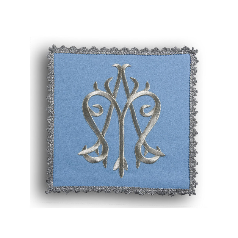 Chalice pall blue with marian symbol (20) - Best Catholic Shop