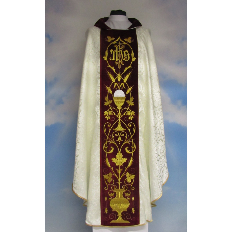 Jacquard embroidered chasuble, damask - chalice (3) - Best Catholic Shop