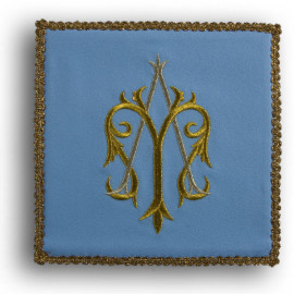 Chalice pall blue with marian symbol (22)