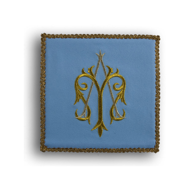 Chalice pall blue with marian symbol (22) - Best Catholic Shop