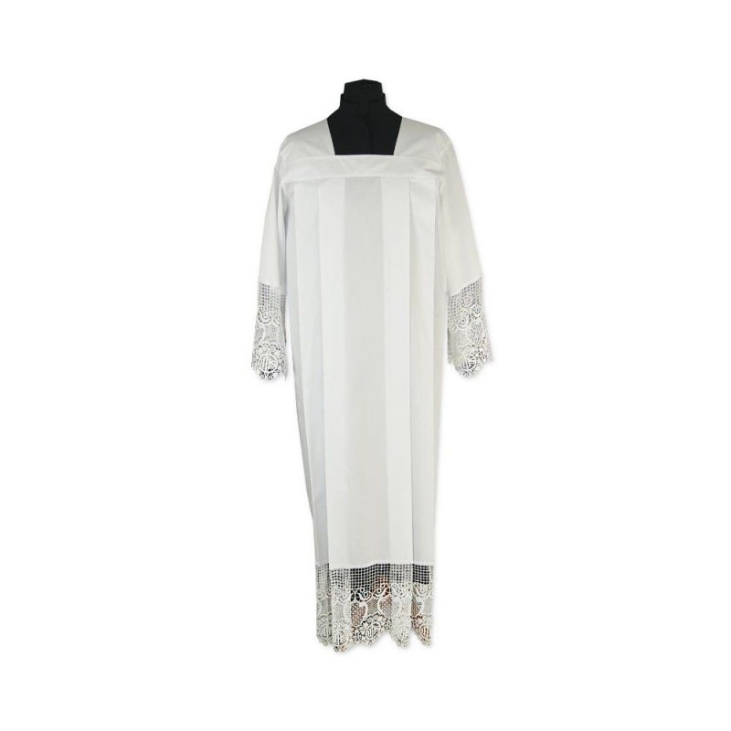 Traditional priest alb with tabs + guipure (12) - Best Catholic Shop