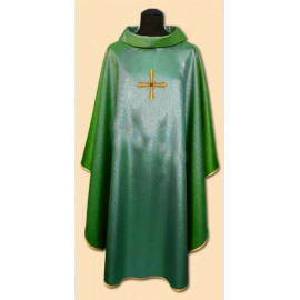 Green chasuble, shiny, embroidery on fabric (2)