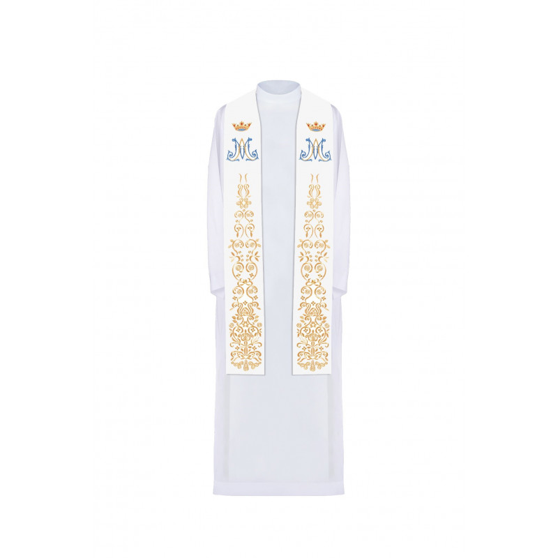 Marian stole embroidered - ecru (56) - Best Catholic Shop