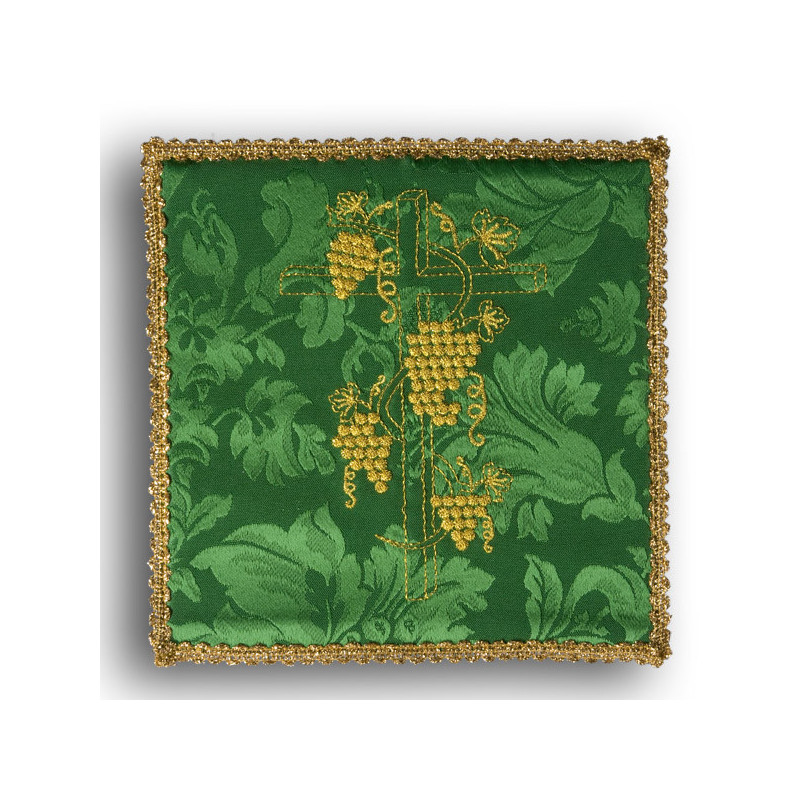 Chalice pall green, cross and ears of grain (37) - Best Catholic Shop