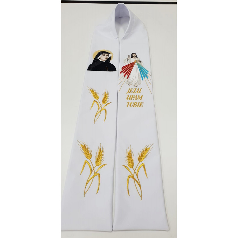 Embroidered stole of Merciful Jesus, Saint Faustina - Best Catholic Shop