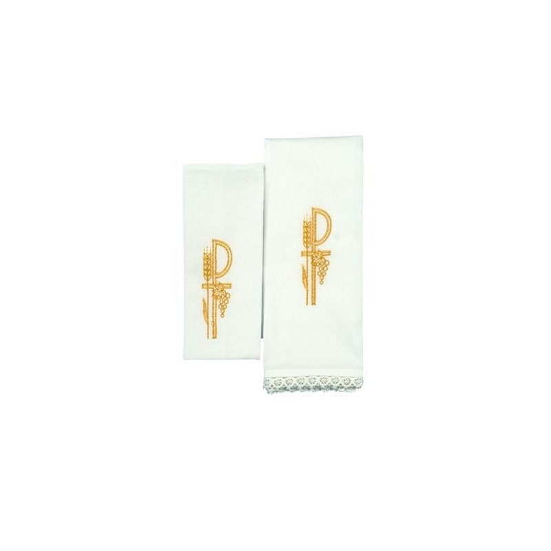 Chalice Linen Sets - embroidered gold P and ears of grain (9) - Best Catholic Shop