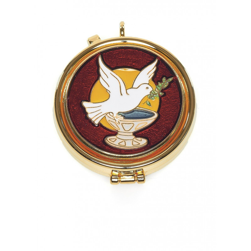 Pyx with enamel plaque - Dove of Peace - Best Catholic Shop