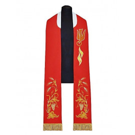 Embroidered red stole for confirmation