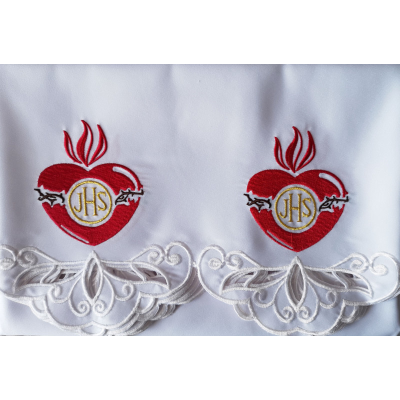 Embroidered altar tablecloth - IHS heart pattern (147) - Best Catholic Shop