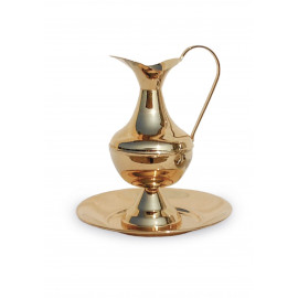 Pitcher with bowl, polished, gilded - 19 cm (2)