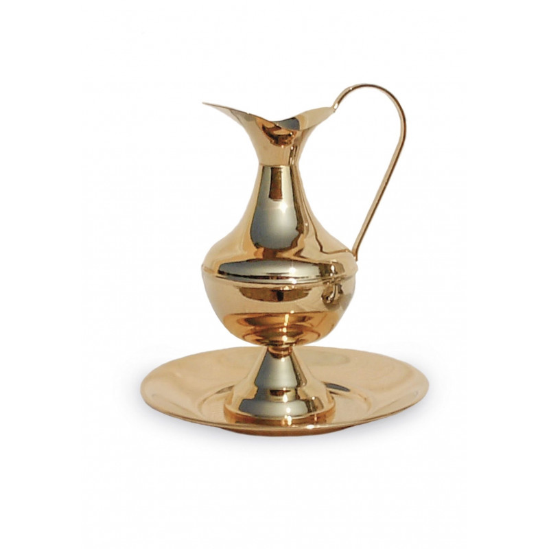 Pitcher with bowl, polished, gilded - 19 cm (2) - Best Catholic Shop