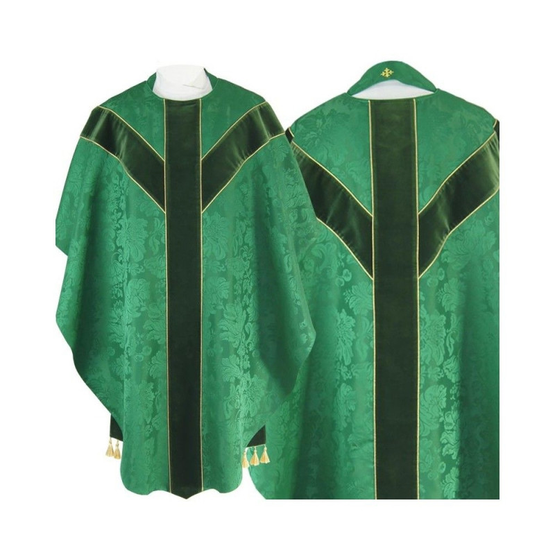 Semi Gothic chasuble - green jacquard (57) - Best Catholic Shop