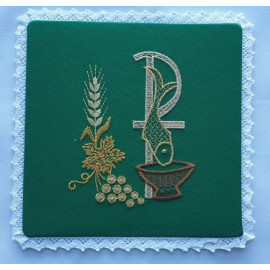 Embroidered green pall - P, fish (11)