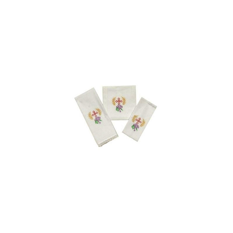 Chalice Linen Sets - embroidered cross and ears of grain (20) - Best Catholic Shop