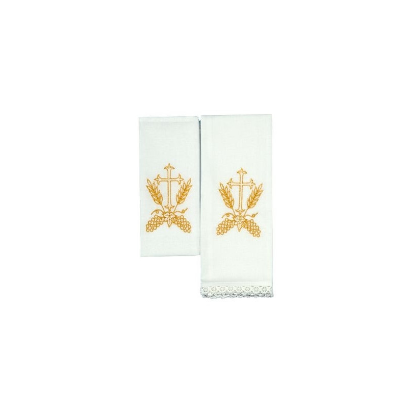 Chalice Linen Sets - embroidered cross and ears of grain (22) - Best Catholic Shop