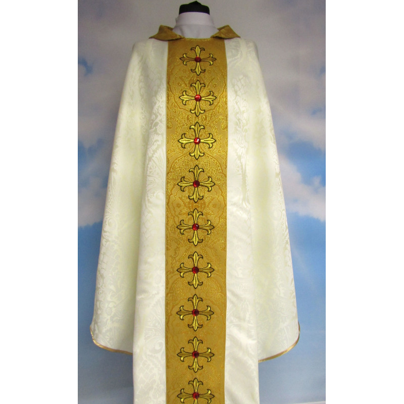 Chasuble with beautiful embroidered belt + stones (1) - Best Catholic Shop