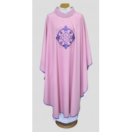 Embroidered chasuble pink - IHS (01)