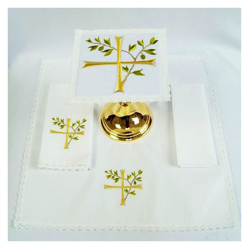 Chalice Linen Sets - cross of olive branches (36) - Best Catholic Shop