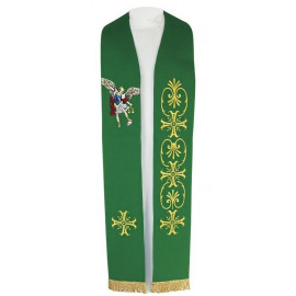 Green embroidered stole Archangel Michael