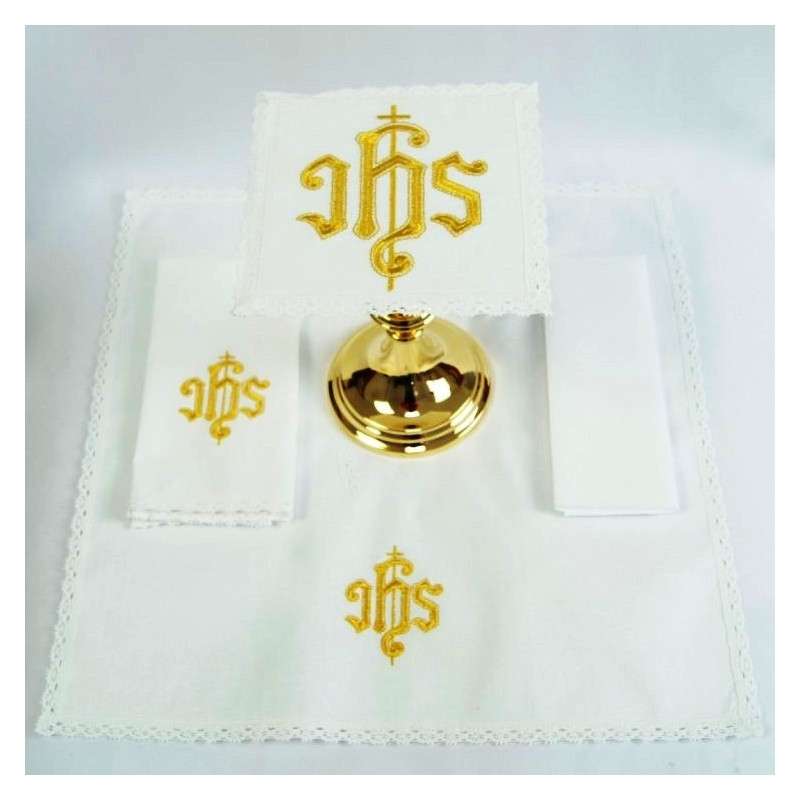 Chalice Linen Sets - gold IHS  (38) - Best Catholic Shop