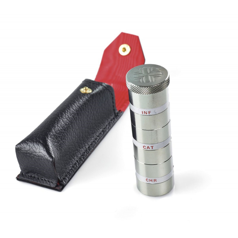 Three oil containers in case, nickel (17) - Best Catholic Shop