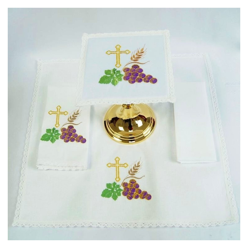 Chalice Linen Sets - "Cross and grapes" (47) - Best Catholic Shop